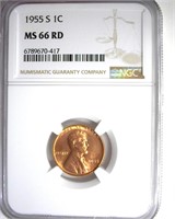 1955-S Cent NGC MS66 RD