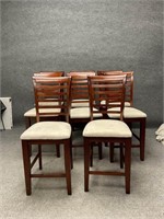Set of Eight Chairs with High Seats