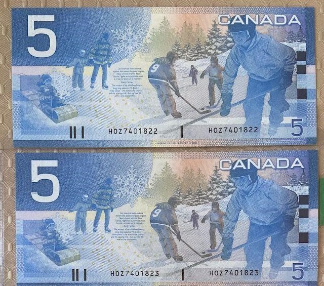 2002 BOC Canadian Journey Series $5.00 Bank Notes