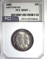 1936 50c Gettysburg MS67+ Lists $5500