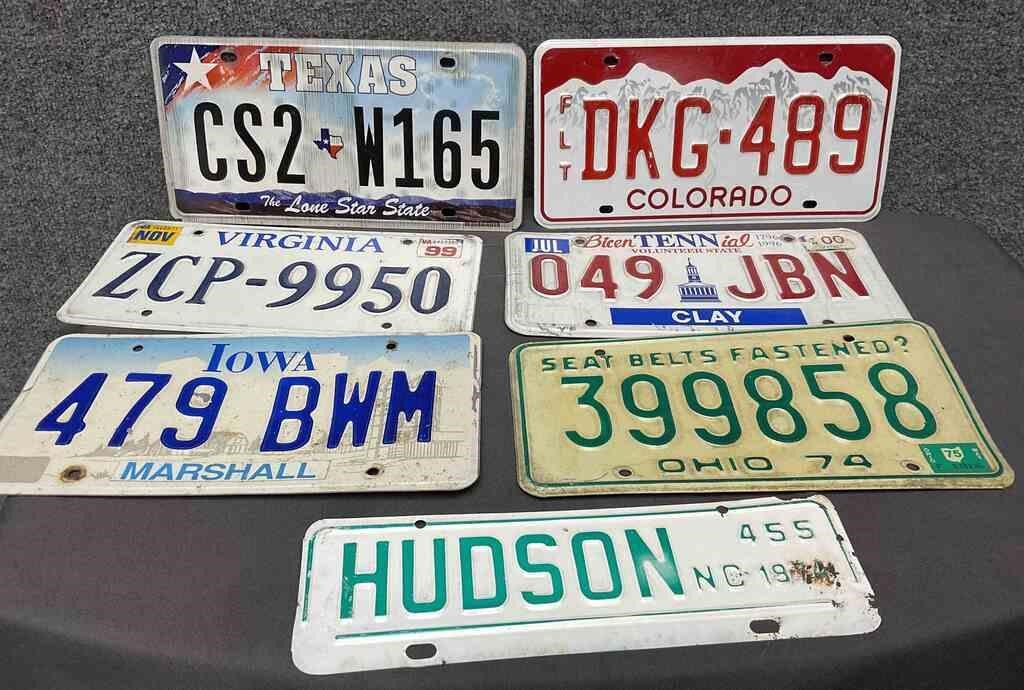 Collection of Seven License Plates