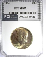 1964 Kennedy PCI MS67 GOLDEN TONING