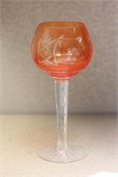 Orange Cut Glass Goblet
