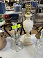 2PC LAMPS GLASS / MARBLE