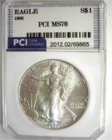 1986 Silver Eagle MS70 LISTS FOR $975