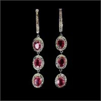 Natural Pigeon Blood Red Ruby & Sapphire Earrings