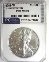 2021-W T2 Silver Eagle PCI MS70 Burnished