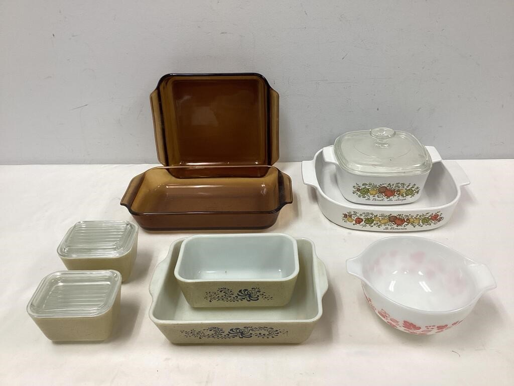 Assortment of Pyrex and Corning Ware