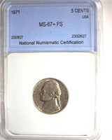 1971 Nickel MS67+ FS LISTS $5500