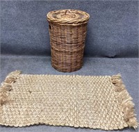 Woven Jute Outdoor Rug and Wicker Laundry Basket