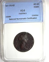161-176 AD Faustina II NNC VG8 AE AS