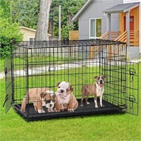 N5229 48 Inch Large Metal Wire Dog Crate Black