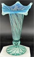 Antique Victorian Aqua Opal Vase Uv Reactive