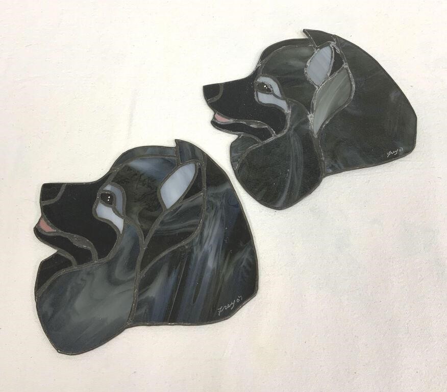 Two Leaded Glass Dogs
