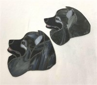Two Leaded Glass Dogs