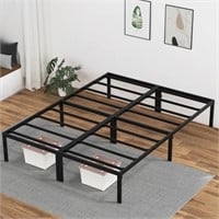 N5337 14 inch Black Metal Platform Bed FrameQueen