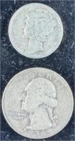 1944 Mercury Dime and 1936 Quarter