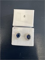 Sapphire & Crystal Post Earrings U230