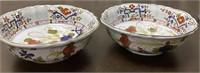 Pair of Hand-Painted Italian Ceramic Bowls
