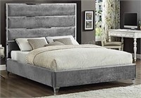 Melia King Bed Grey Velvet $1500