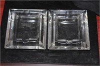Lot of 2 Retro Style Clear Ashtrays