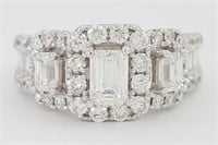 $ 7500 2.00 Ct Emerald Cut Diamond Halo Ring 14 Kt