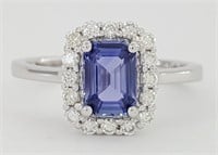 1.35 Ct Blue Sapphire Diamond Ring 14 Kt