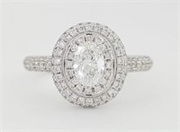 $ 5700 1.05 Ct Oval Diamond Halo Ring 14 Kt