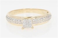 .25 Ct Diamond Cluster Band Ring 10 Kt