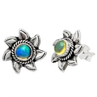 Sterling Silver Ethiopian Opal Stud Earrings