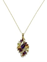 Sterling Silver 3 Ct Gemstone Necklace