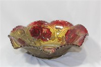 A Floral Motif Glass Bowl