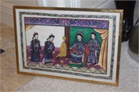 Antique Chinese 19th C Painting of Court Scene