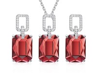 Sterling Silver Austrian Ruby Crystal Set