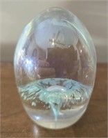 Egg shaped clear glass paper weight