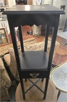 2 tier black wood table with drawer
