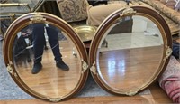 Pair Large of wood framed beveled edge mirrors