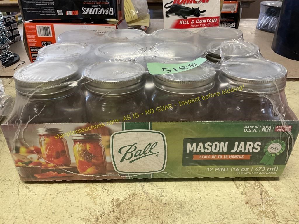 12ct.Ball 12pint Mason jars (no lid)