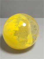 Large Blown Glass Marble Paperweight Yellow
