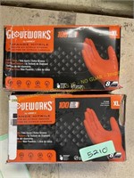 2ct.Gloveworks XL orange nitrile gloves