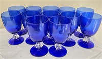 Set of 12 Cobalt Blue Stemmed Glasses