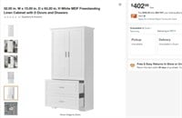 N2010 White MDF Linen Cabinet w/ 2-Doors  Drawers