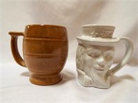 (2) Frankoma Pottery Coffee Mugs - Brown Barrel