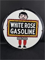 Vtg WHITE ROSE GASOLINE Porcelain Sign