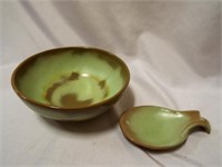 Frankoma Pottery Spoon Rest & Serving Bowl