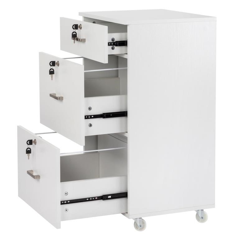 N5054  Ktaxon 3 Drawers File Cabinet White