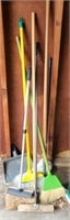 BROOMS & CLEANING TOOLS LOT