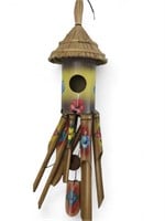 Vintage Hibiscus Flower Bamboo Bird House Wind