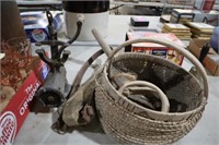 COLLECTION OF VINTAGE TOOLS, & BASKET