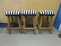 STOOLS soft padded 3 each wood stable not new